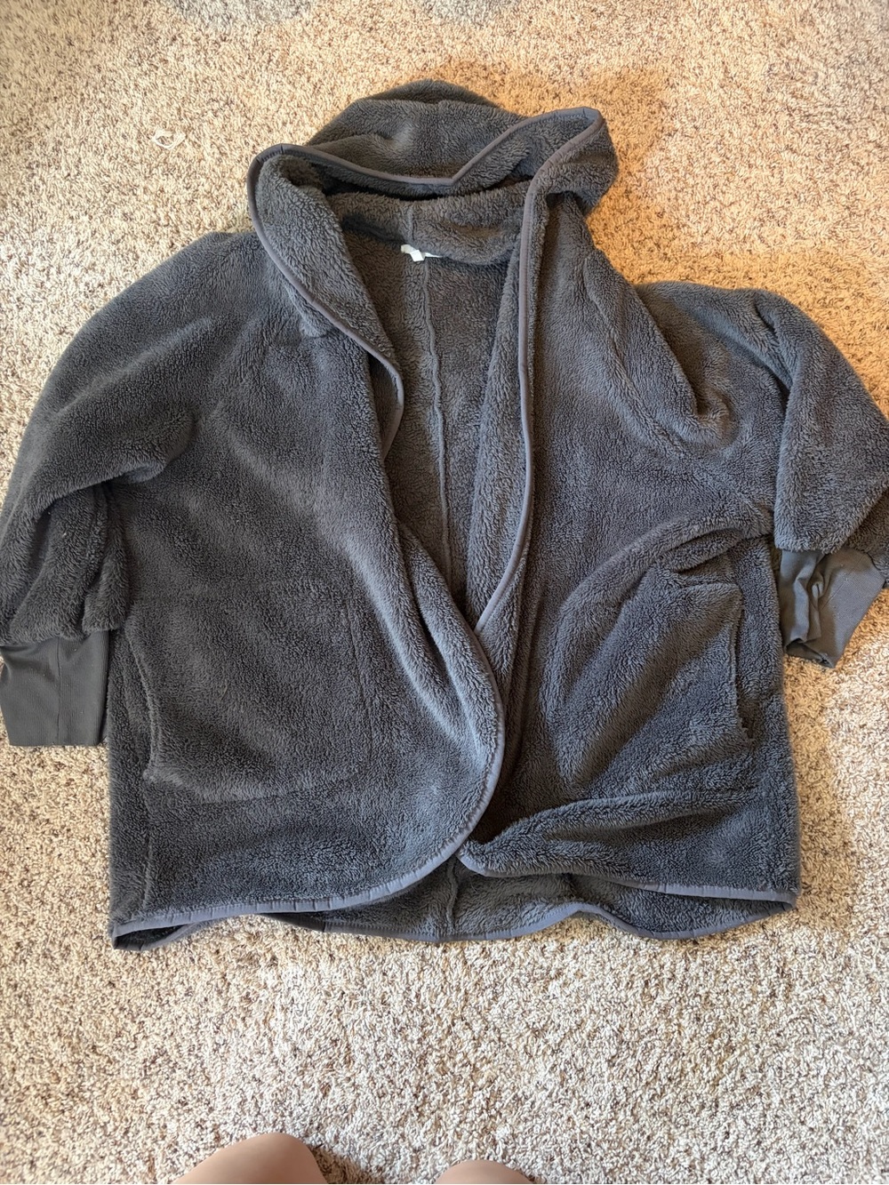 Maurices | White Mark Plush Hooded Cardigan - Charcoal